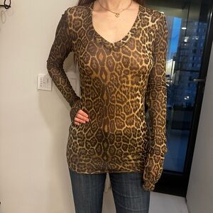 BCBGMaxAzria Animal Print Long Sleeve Top